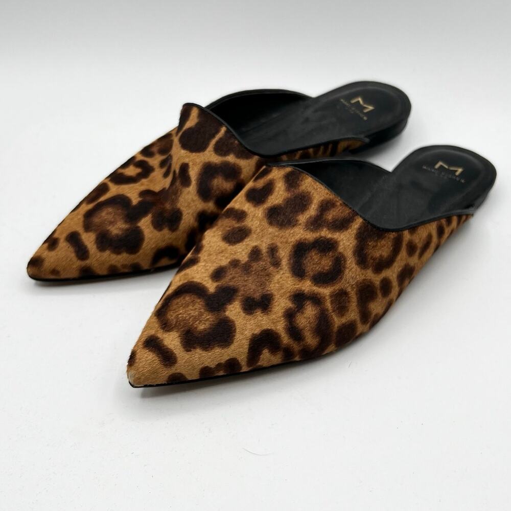 Marc Fisher Sheenly Leopard Calf Hair Pointed Mules Size 8